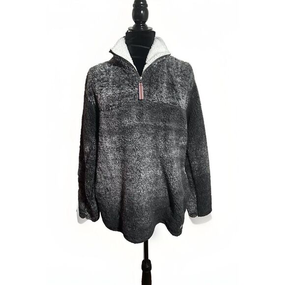 Royce Sherpa 1/4 Zip Pullover Soft Fleece Woman’s Size Large Grey Black - Picture 1 of 11